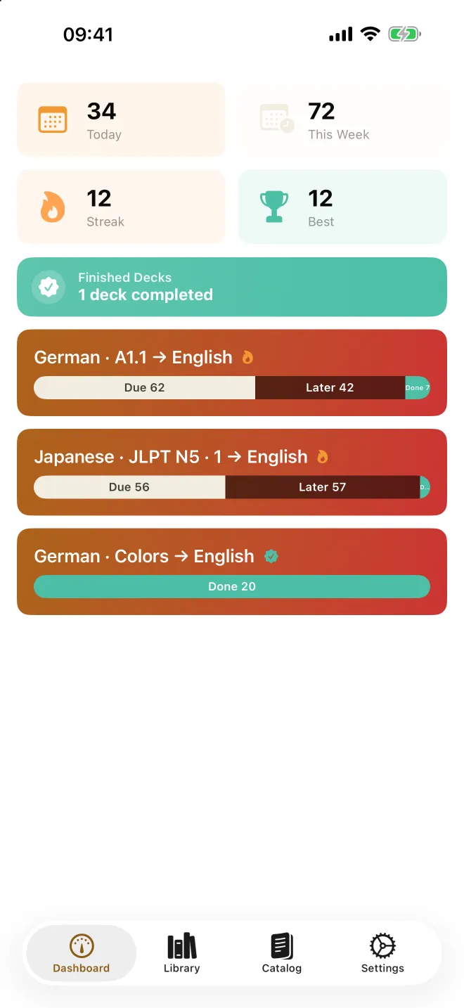 Kioku dashboard on iPhone