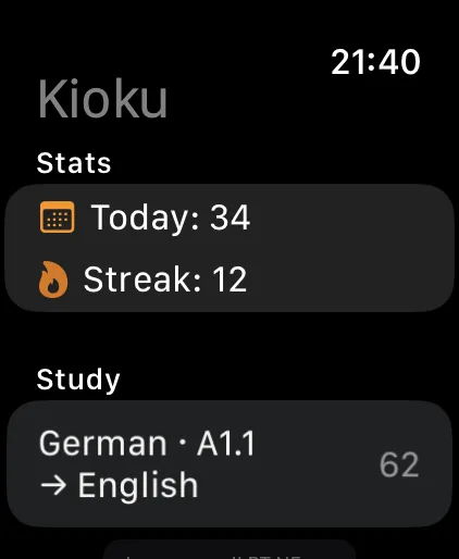Kioku on Apple Watch